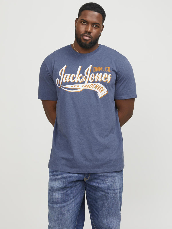 Jack & Jones Logo Plus Size Regular Fit Tee-ENSIGN BLUE - Borderland Muff