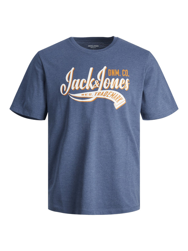 Jack & Jones Logo Plus Size Regular Fit Tee-ENSIGN BLUE - Borderland Muff