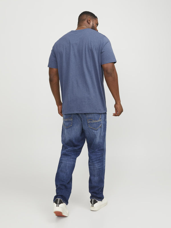 Jack & Jones Logo Plus Size Regular Fit Tee-ENSIGN BLUE - Borderland Muff