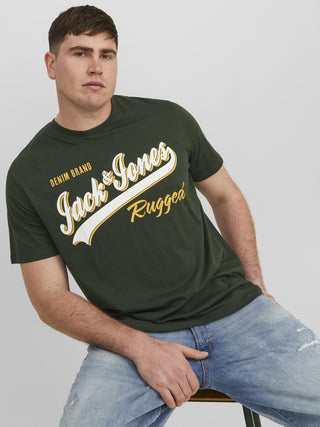 Jack & Jones Logo Plus Size Regular Fit Tee-MOUNTAIN GRN