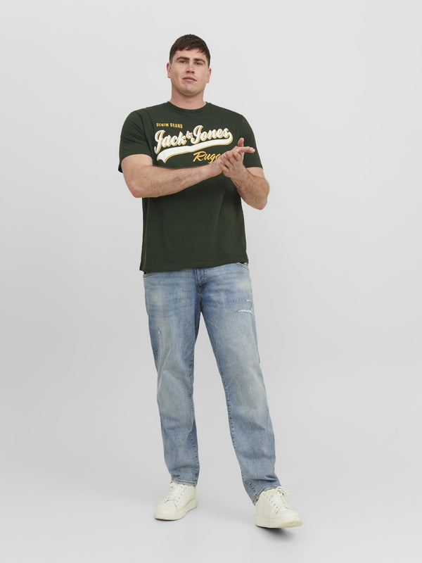 Jack & Jones Logo Plus Size Regular Fit Tee-MOUNTAIN GRN - Borderland Muff