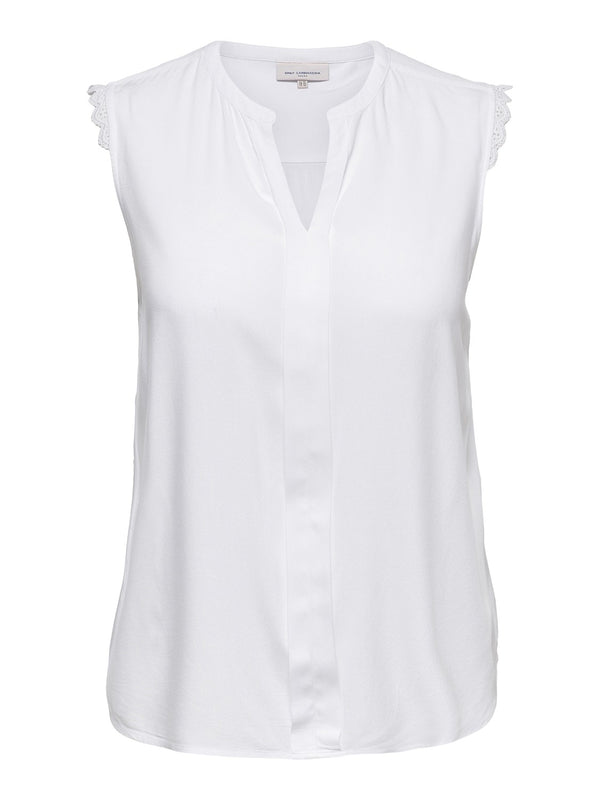 Only Carmakoma Ladies Carmumi Plus Size Sleeveless Top-WHITE - Borderland Muff