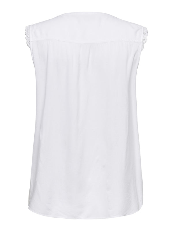 Only Carmakoma Ladies Carmumi Plus Size Sleeveless Top-WHITE - Borderland Muff