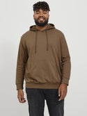 Jack & Jones Mens Plus Size Basic Hoody-BROWN - Borderland Muff