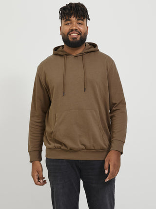 Jack & Jones Mens Plus Size Basic Hoody-BROWN