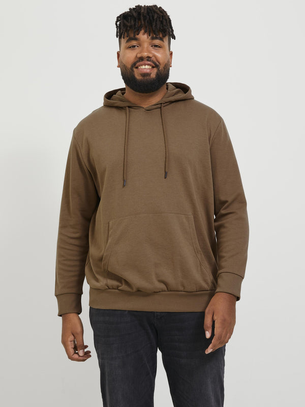 Jack & Jones Mens Plus Size Basic Hoody-BROWN - Borderland Muff