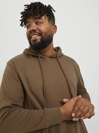 Jack & Jones Mens Plus Size Basic Hoody-BROWN - Borderland Muff