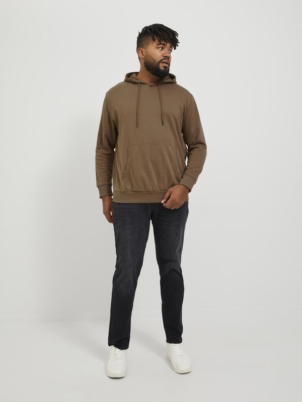 Jack & Jones Mens Plus Size Basic Hoody-BROWN - Borderland Muff