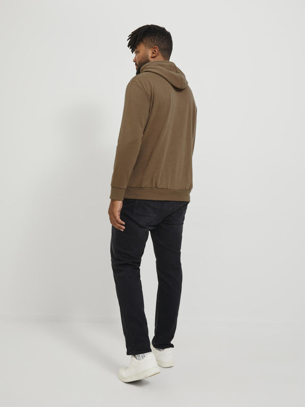 Jack & Jones Mens Plus Size Basic Hoody-BROWN - Borderland Muff