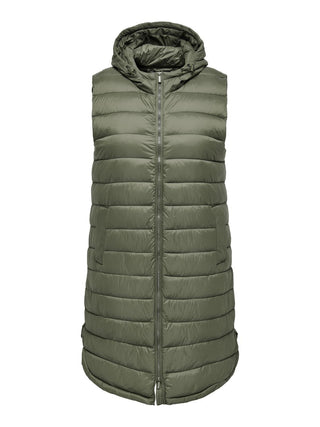 Only Carmakoma Ladies Plus Size Carwespa Long Hooded Bodywarmer-OLIVE - Borderland Muff