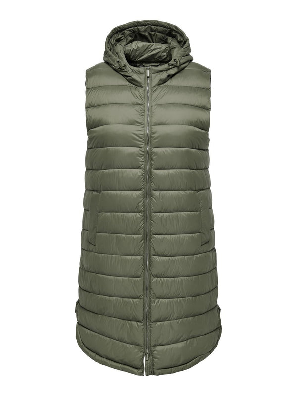Only Carmakoma Ladies Plus Size Carwespa Long Hooded Bodywarmer-OLIVE - Borderland Muff