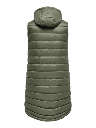 Only Carmakoma Ladies Plus Size Carwespa Long Hooded Bodywarmer-OLIVE - Borderland Muff