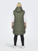 Only Carmakoma Ladies Plus Size Carwespa Long Hooded Bodywarmer-OLIVE - Borderland Muff