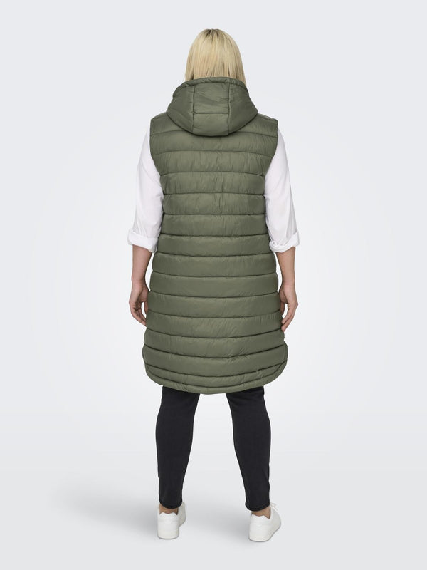 Only Carmakoma Ladies Plus Size Carwespa Long Hooded Bodywarmer-OLIVE - Borderland Muff