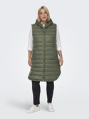Only Carmakoma Ladies Plus Size Carwespa Long Hooded Bodywarmer-OLIVE - Borderland Muff