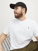 Jack & Jones Paulos Mens Plus Size 100% Cotton Short Sleeve T-Shirt-WHITE - Borderland Muff