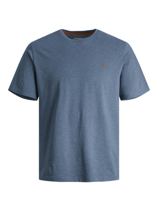 Jack & Jones Paulos Mens Plus Size 100% Cotton Short Sleeve T-Shirt-DENIM BLUE - Borderland Muff