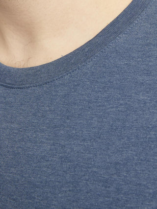 Jack & Jones Paulos Mens Plus Size 100% Cotton Short Sleeve T-Shirt-DENIM BLUE - Borderland Muff