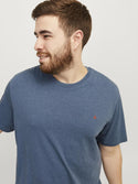 Jack & Jones Paulos Mens Plus Size 100% Cotton Short Sleeve T-Shirt-DENIM BLUE - Borderland Muff