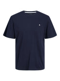 Jack & Jones Paulos Mens Plus Size 100% Cotton Short Sleeve T-Shirt-NAVY BLAZER - Borderland Muff