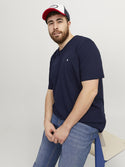 Jack & Jones Paulos Mens Plus Size 100% Cotton Short Sleeve T-Shirt-NAVY BLAZER - Borderland Muff
