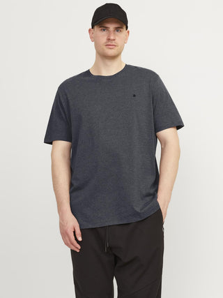 Jack & Jones Paulos Mens Plus Size 100% Cotton Short Sleeve T-Shirt-DARK GREY - Borderland Muff
