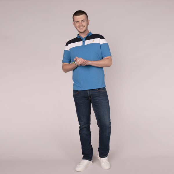 Mineral Mens Pep Block Stripe Cotton Polo - Borderland Muff