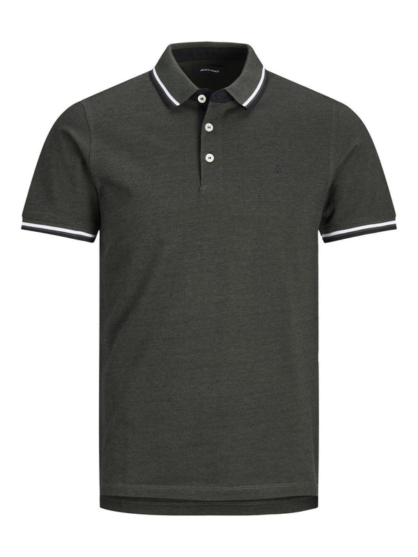 Jack & Jones Mens Paulos Play Slim Fit Short Sleeve Polo-FOREST NIGHT - Borderland Muff