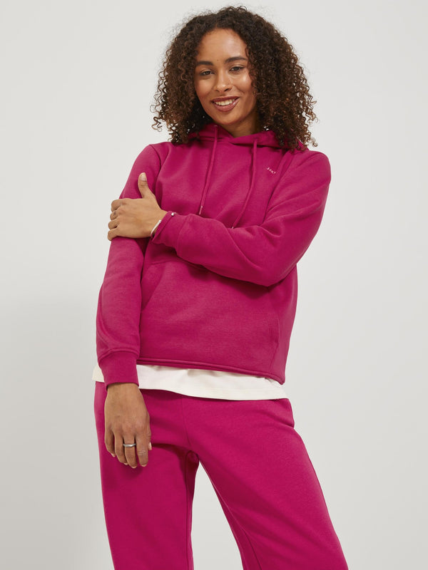 JJXX ladies Abbie Overhead Relaxed Fit Hooded Sweatshirt-CERISE - Borderland Muff