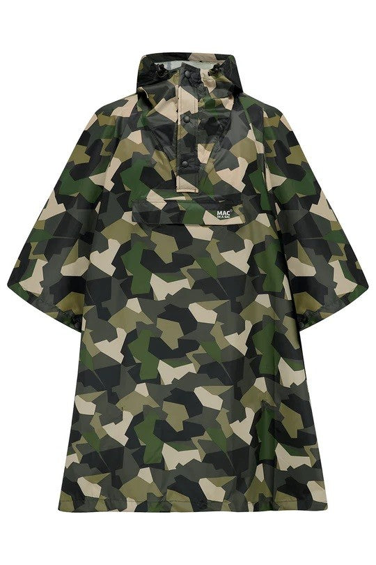 Mac in a Sac Adults Waterproof Breathable Windproof Unisex Packable Poncho-CAMO GREEN - Borderland Muff