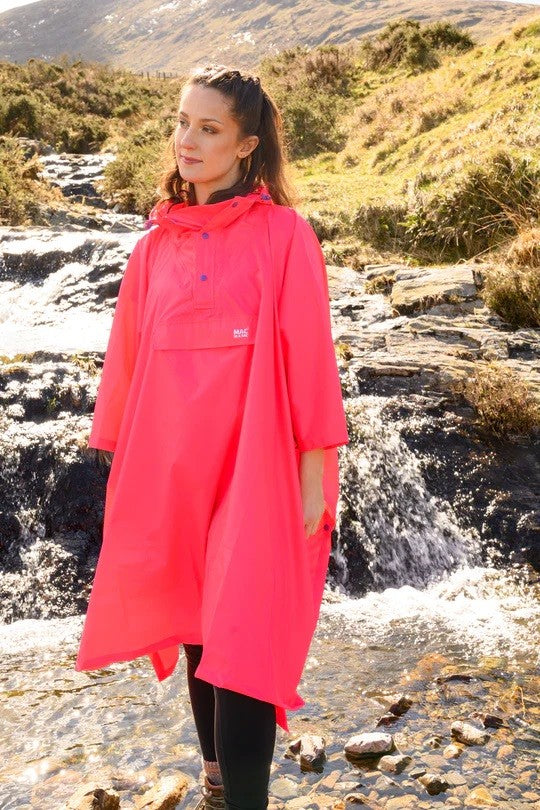 Mac in a Sac Adults Waterproof Breathable Windproof Unisex Packable Poncho-NEON MELON - Borderland Muff