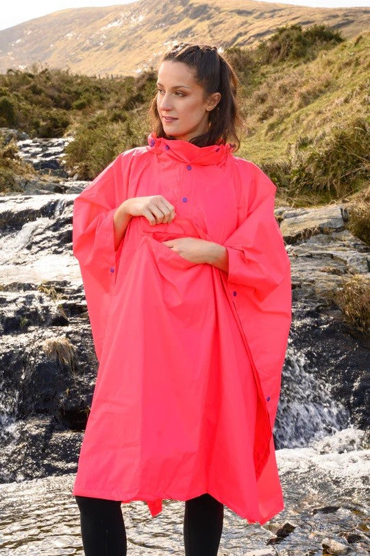 Mac in a Sac Adults Waterproof Breathable Windproof Unisex Packable Poncho-NEON MELON - Borderland Muff