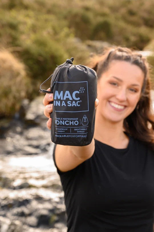Mac in a Sac Adults Waterproof Breathable Windproof Unisex Packable Poncho-BLACK - Borderland Muff