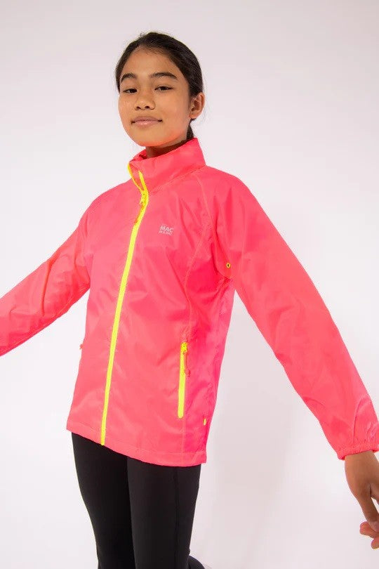 Mac in a Sac Kids Waterproof Breathable Windproof Packable Origin Jacket-NEON PINK - Borderland Muff