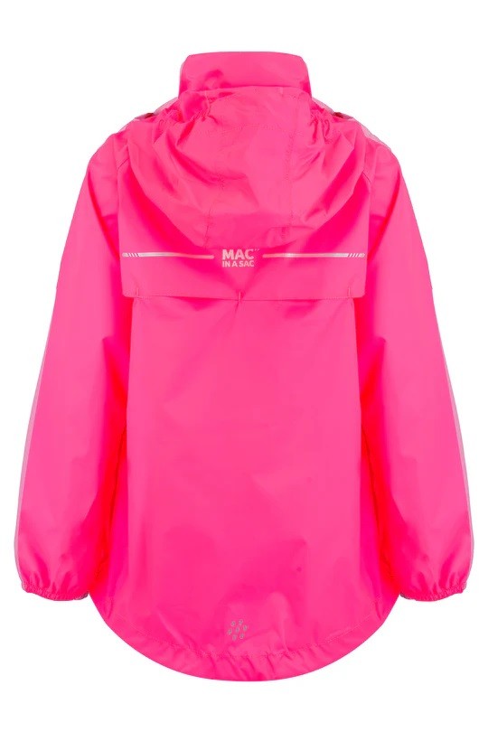Mac in a Sac Kids Waterproof Breathable Windproof Packable Origin Jacket-NEON PINK - Borderland Muff