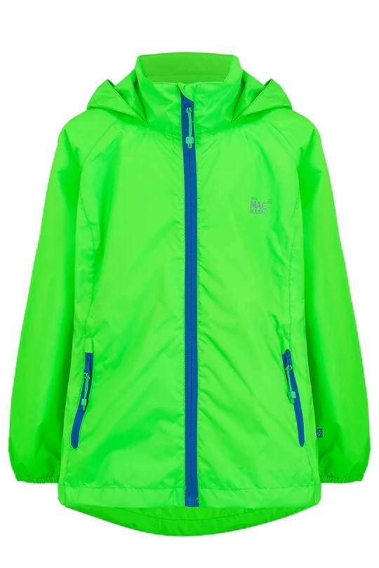 Mac in a Sac Kids Waterproof Breathable Windproof Packable Origin Jacket-NEON GREEN - Borderland Muff