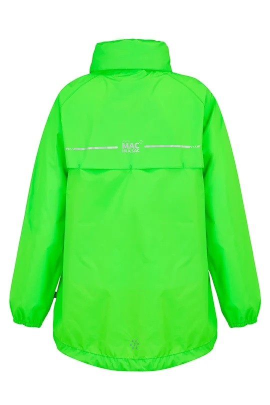 Mac in a Sac Kids Waterproof Breathable Windproof Packable Origin Jacket-NEON GREEN - Borderland Muff