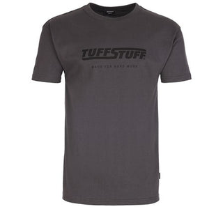 Tuff Stuff Mens Logo 100% Cotton Stretch Regular Fit Work T-shirt-GREY - Borderland Muff