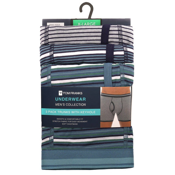 Tom Franks 3 Pack 437 Keyhole Strech Striped Trunks-MULTI COLOUR - Borderland Muff