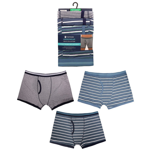 Tom Franks 3 Pack 437 Keyhole Strech Striped Trunks-MULTI COLOUR - Borderland Muff
