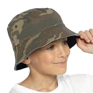 Boys Reversible Camo Print Bucket Hat-CAMO GREEN