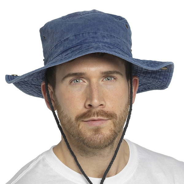 Mens 1085 Stonewashed Blue Safari Hat-BLUE - Borderland Muff