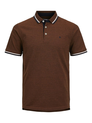 Jack & Jones Mens Paulos Play Slim Fit Short Sleeve Polo-MOCHA - Borderland Muff