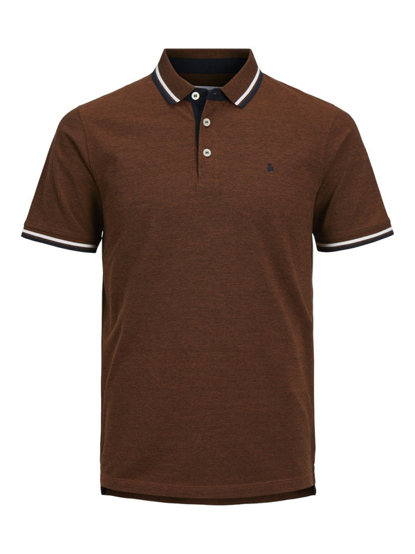 Jack & Jones Mens Paulos Play Slim Fit Short Sleeve Polo-MOCHA - Borderland Muff