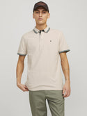 Jack & Jones Mens Paulos Play Slim Fit Short Sleeve Polo-MOONBEAM - Borderland Muff