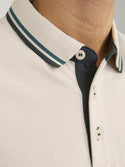 Jack & Jones Mens Paulos Play Slim Fit Short Sleeve Polo-MOONBEAM - Borderland Muff