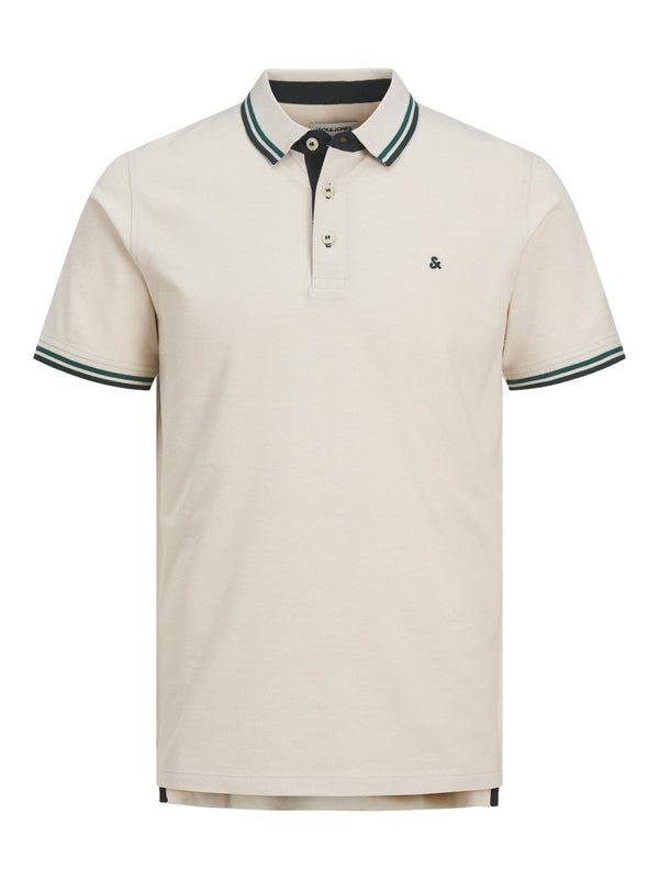 Jack & Jones Mens Paulos Play Slim Fit Short Sleeve Polo-MOONBEAM - Borderland Muff