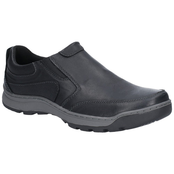 Hush Puppies Mens Jasper Slip On Memory Foam Leather Shoe-BLACK - Borderland Muff