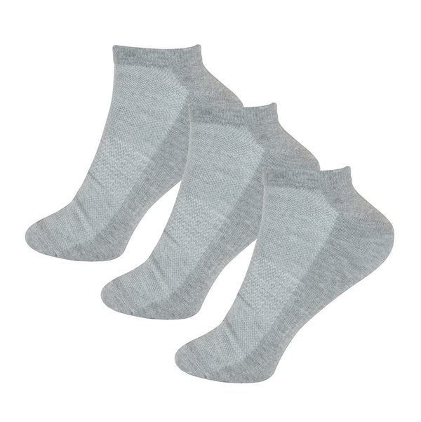 Mens 865 3 Pack Bamboo Grey Low Trainer Sock Size 6-11 - Borderland Muff