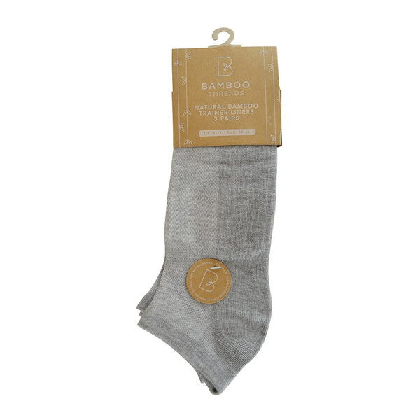 Mens 865 3 Pack Bamboo Grey Low Trainer Sock Size 6-11 - Borderland Muff